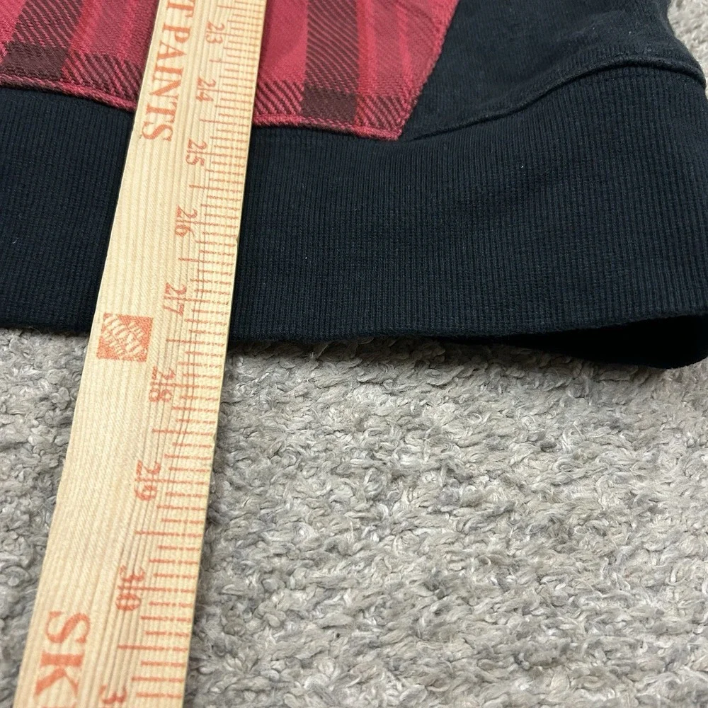 Outerknown Hoodie Mens Large Black Red Plaid Hooded Sweatshirt Hemp Cotton Blend